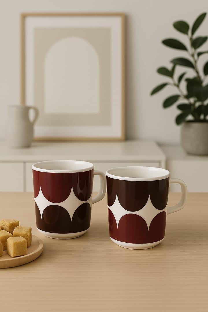 Härkä mugg 25 cl 2-pack, white-dark wine-dark red Marimekko