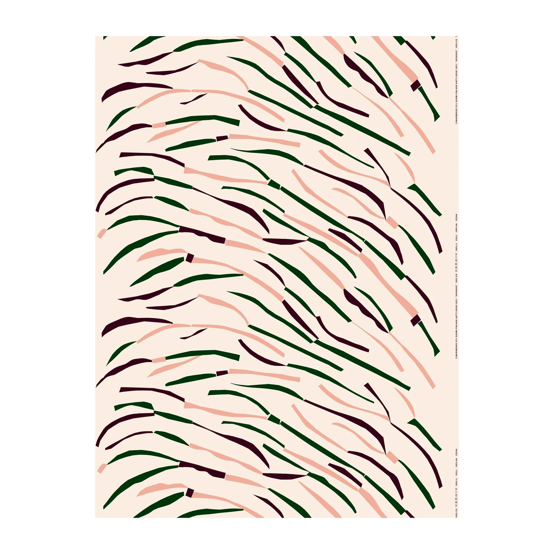 Heinikko oblekt bomullstyg, Cotton-red-dazzling-green Marimekko