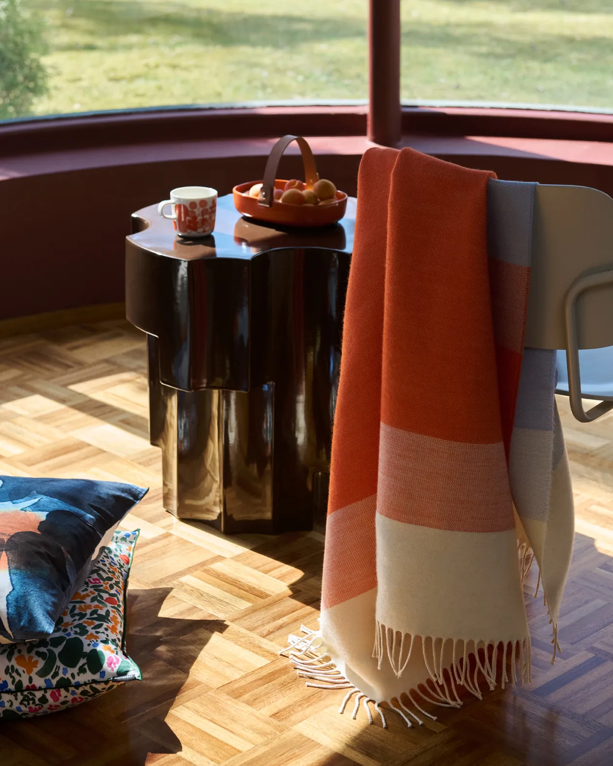 Hennika filt 120x180 cm, Orange-white-Light blue Marimekko