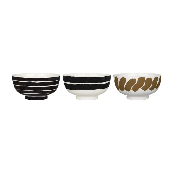 Hyräily skål 3 dl 3-pack, Vit-brun-svart Marimekko