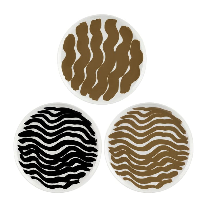 Hyräily tallrik Ø20 cm 3-pack - Vit-brun-svart - Marimekko