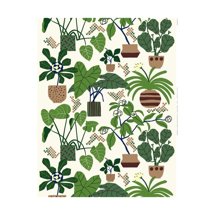 Ikkunaprinssi tyg - Off-white-green-brown - Marimekko