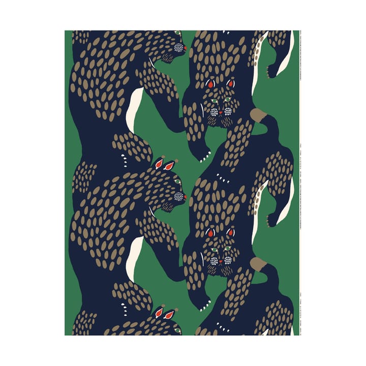 Ilves tyg panama, Green-blue-light brown Marimekko