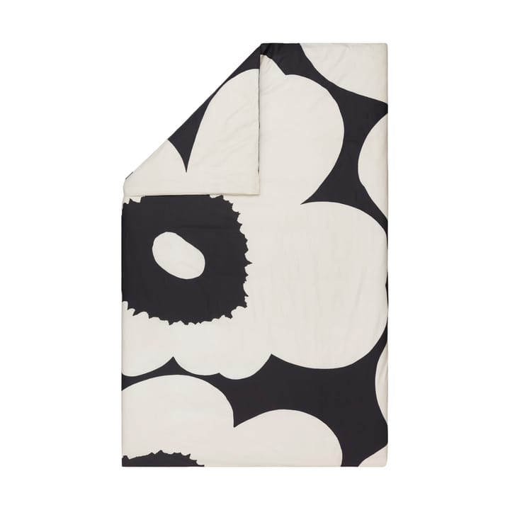 Iso Unikko påslakan 150x210 cm, Charcoal-off white Marimekko