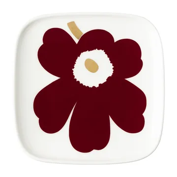 Juhla Unikko fat 10x10 cm 2-pack - Vit-vinröd-guld - Marimekko