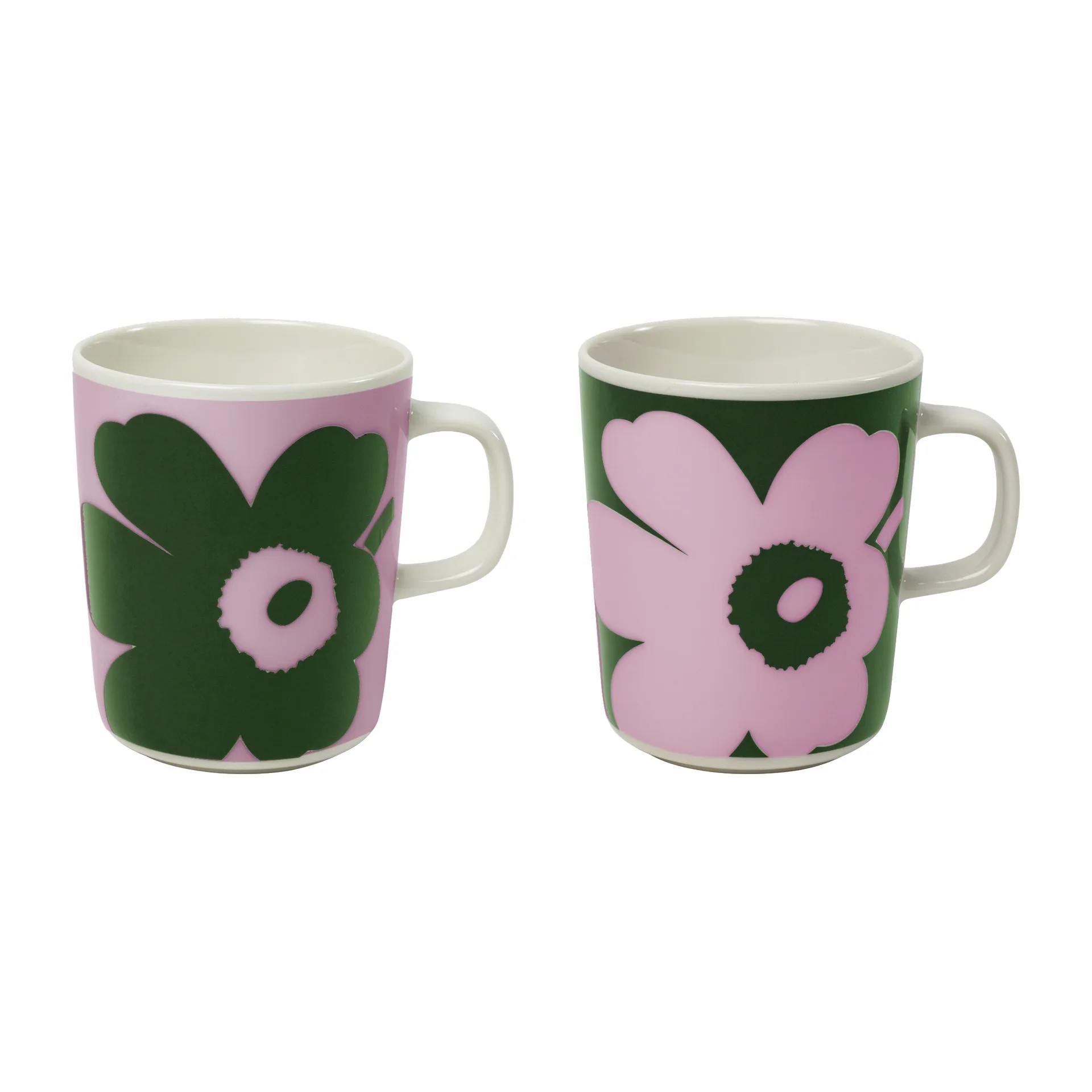 Juhla Unikko mugg 25 cl 2-pack, Rosa-grön Marimekko