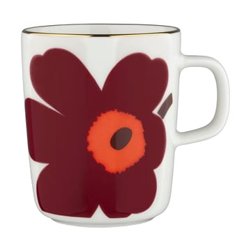 Juhla Unikko mugg 25 cl 2-pack - White-burgundy-gold - Marimekko