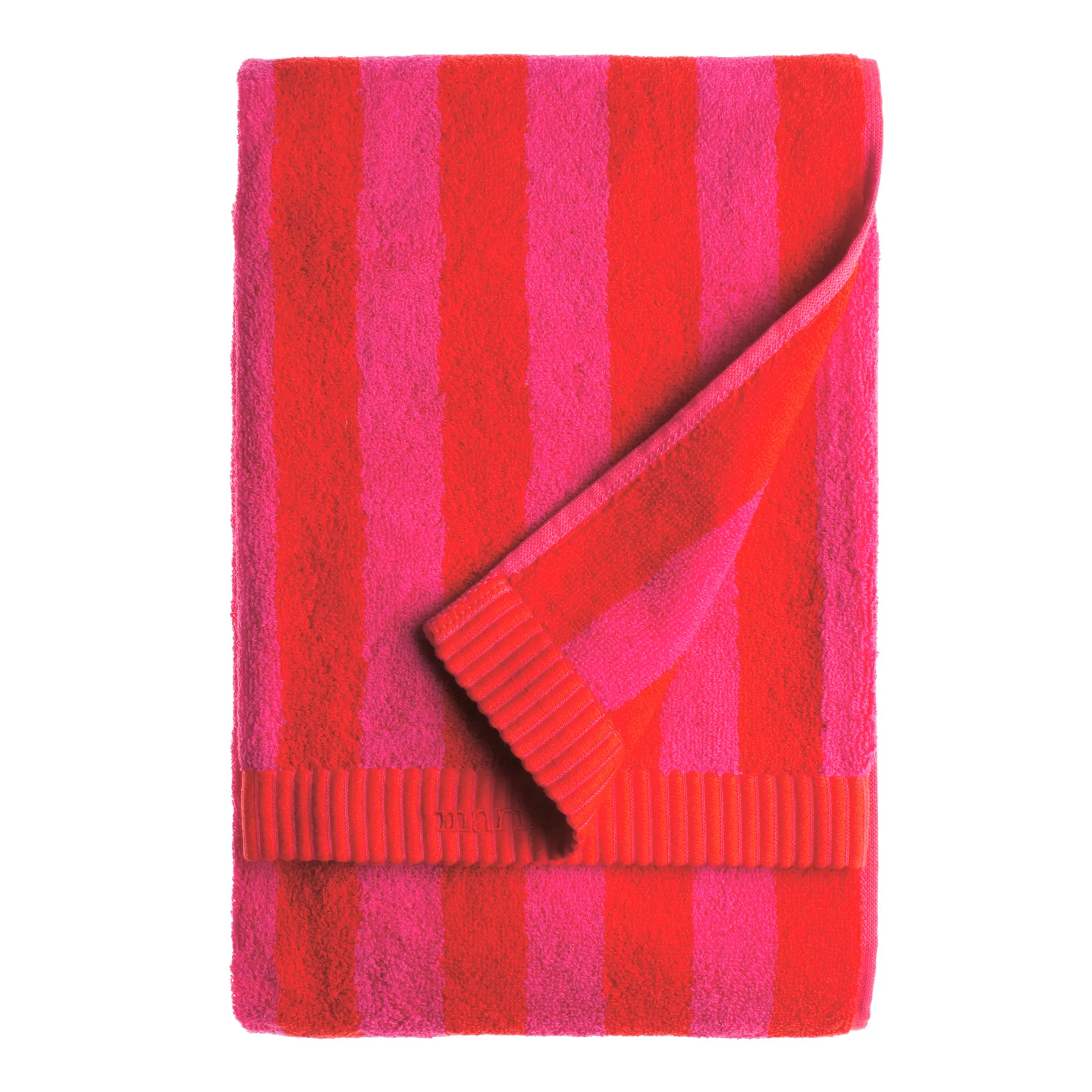 Kaksi Raitaa handduk röd, badlakan Marimekko