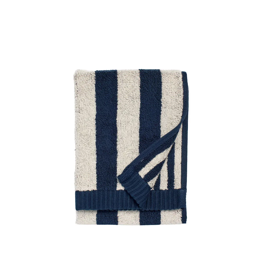 Kaksi Raitaa handduk sand-dark blue, 30x50 cm Marimekko