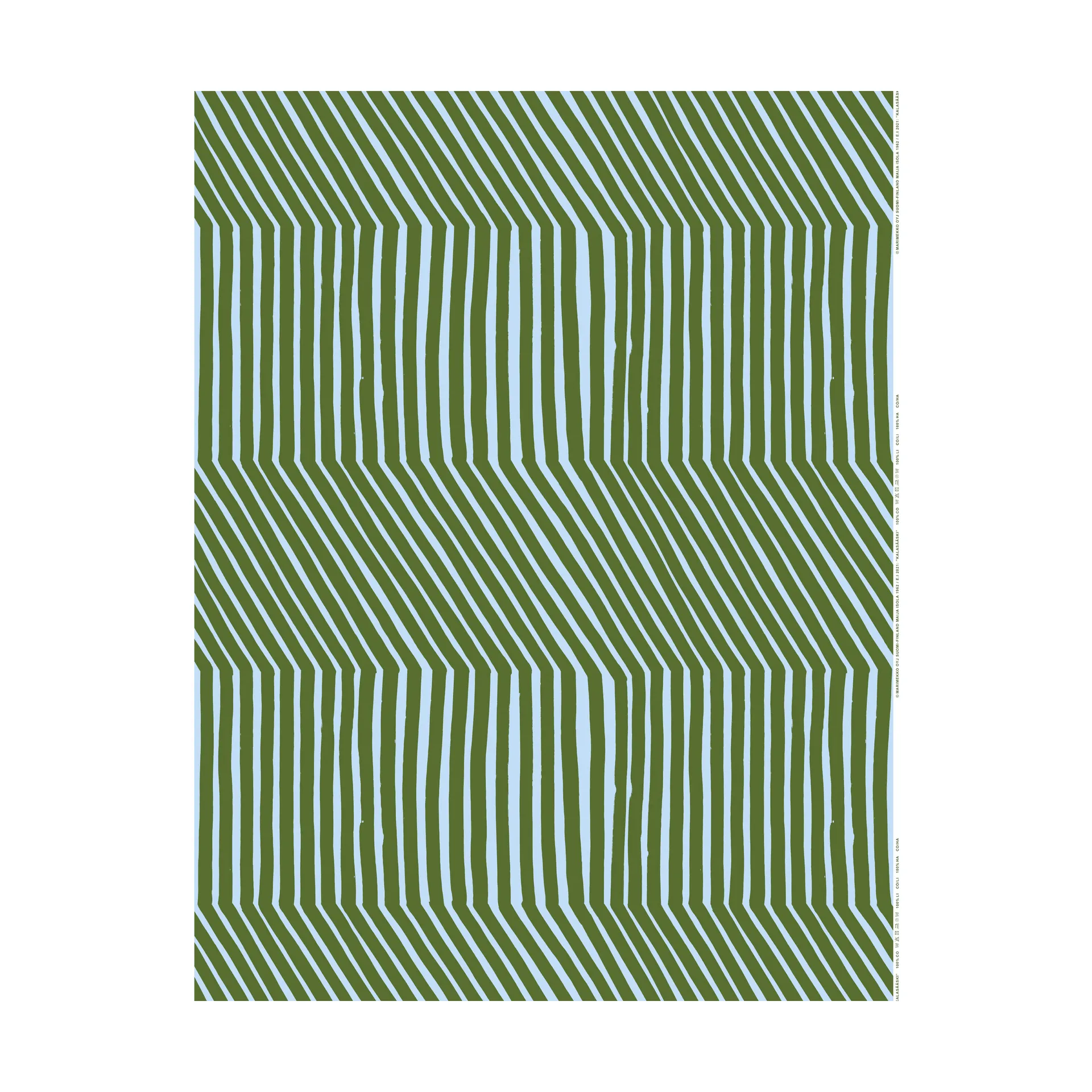 Kalasääski bomullstyg, Forest green-light blue Marimekko