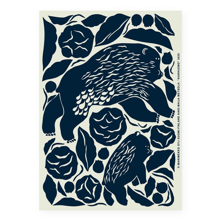 Karhuemo poster 50x70 cm - Mint-dark blue - Marimekko