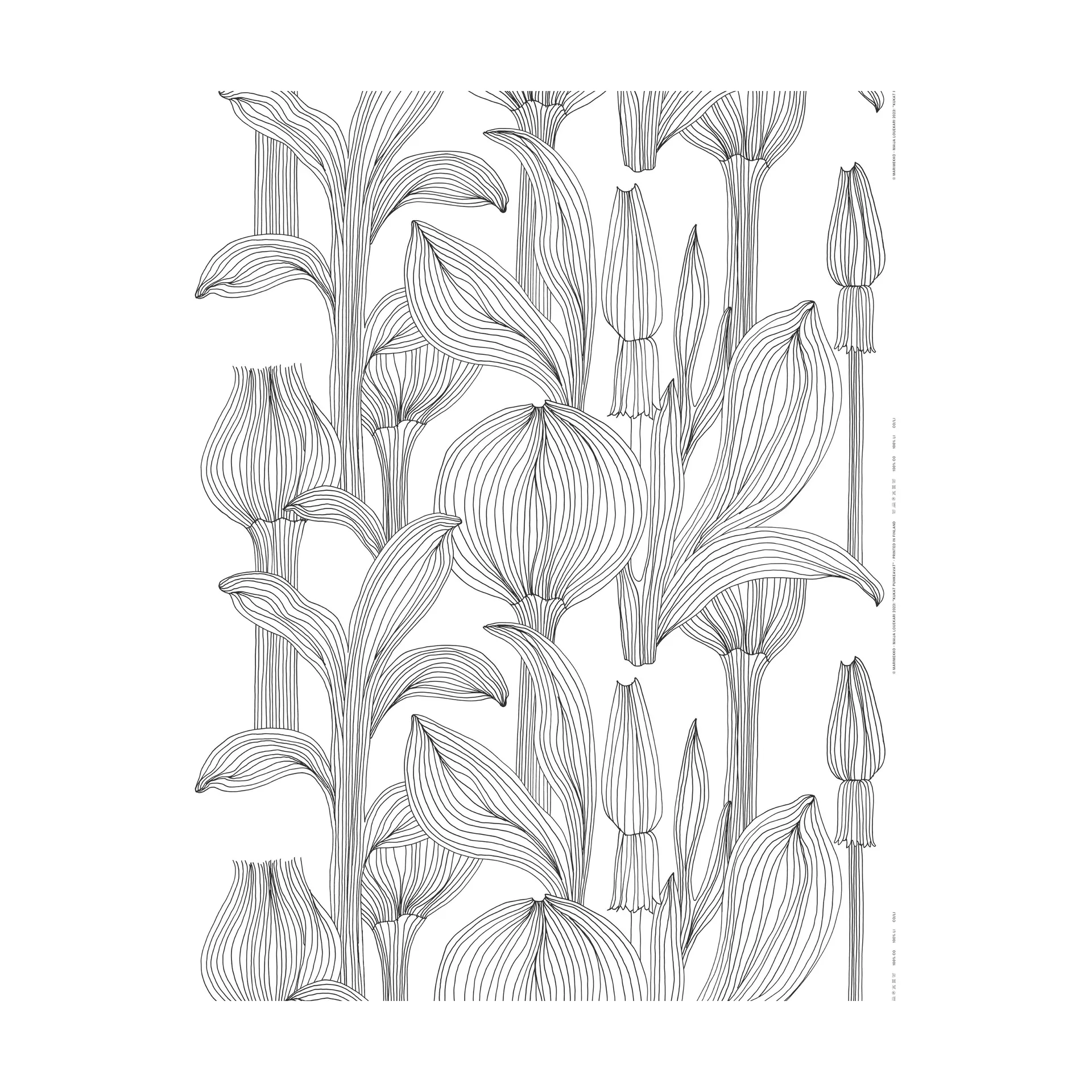 Kukat Puhkeavat bomullstyg, White-black Marimekko