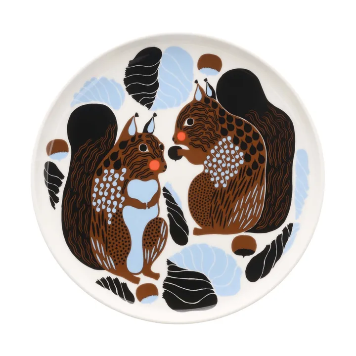 Kurre tallrik - White-brown-black-light blue - Marimekko