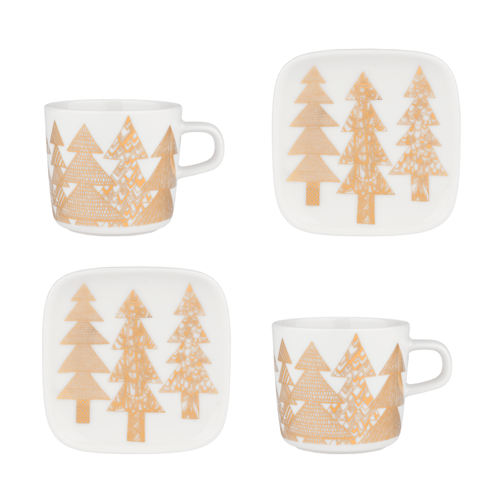 Kuusikossa kopp och fat set 4 delar - White-gold - Marimekko