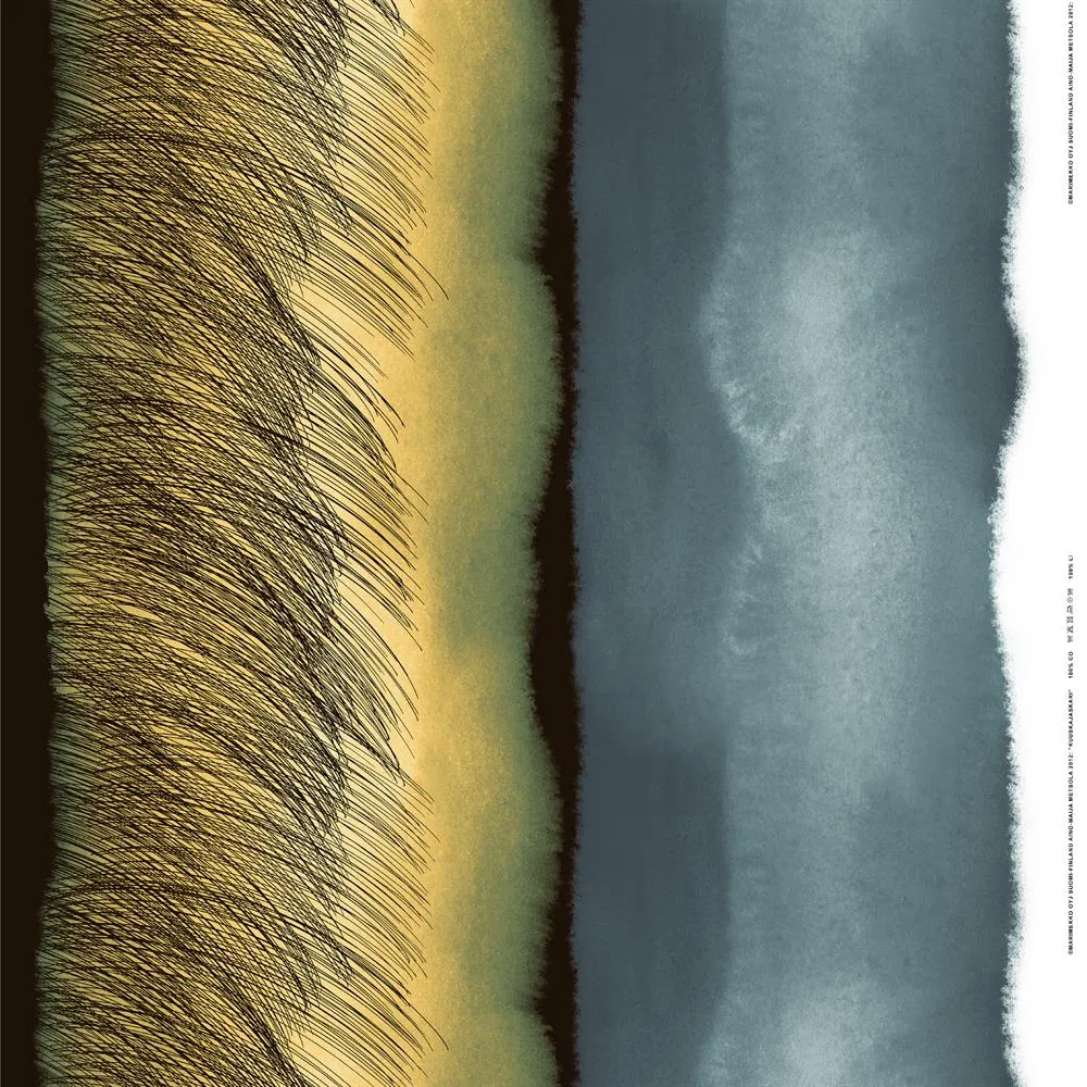 Kuuskajaskari tyg, grå-gul-svart Marimekko