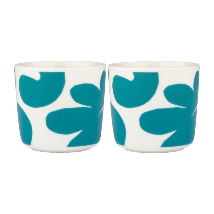 Leikko kaffekopp utan öra 20 cl 2-pack - Vit-turkos - Marimekko