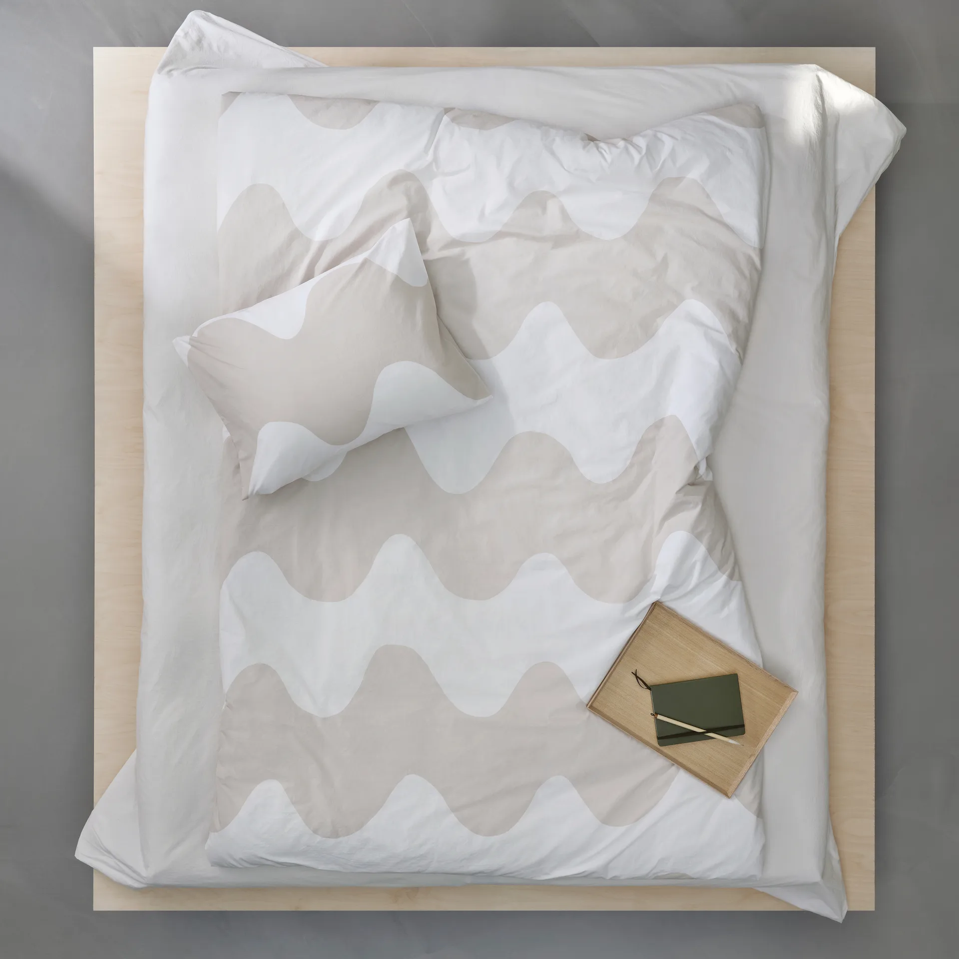 Lokki påslakan 150x210 cm, Beige-vit Marimekko