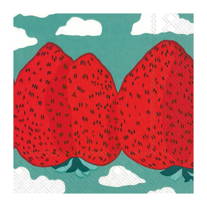 Mansikkavuoret servett 33x33 cm 20-pack, Röd Marimekko