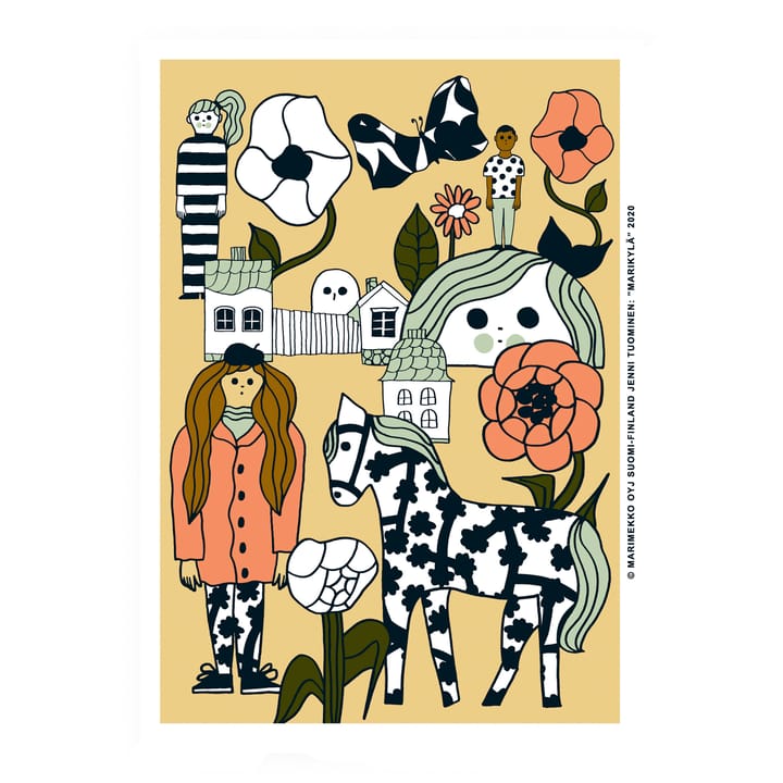 Marikylä poster 50x70 cm - Beige-grön-orange - Marimekko