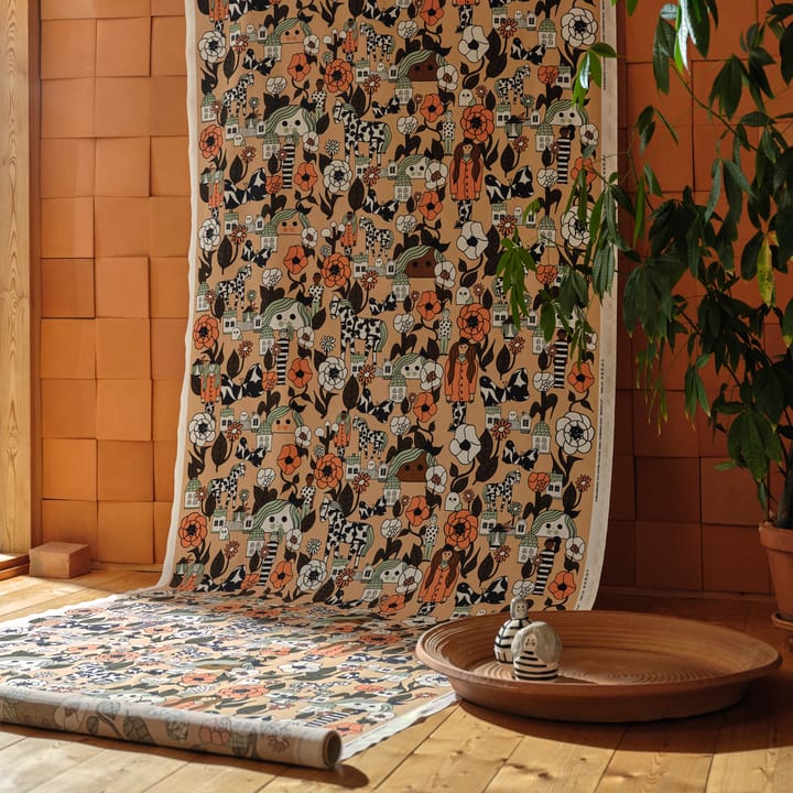 Marikylä tyg - Beige-grön-orange - Marimekko