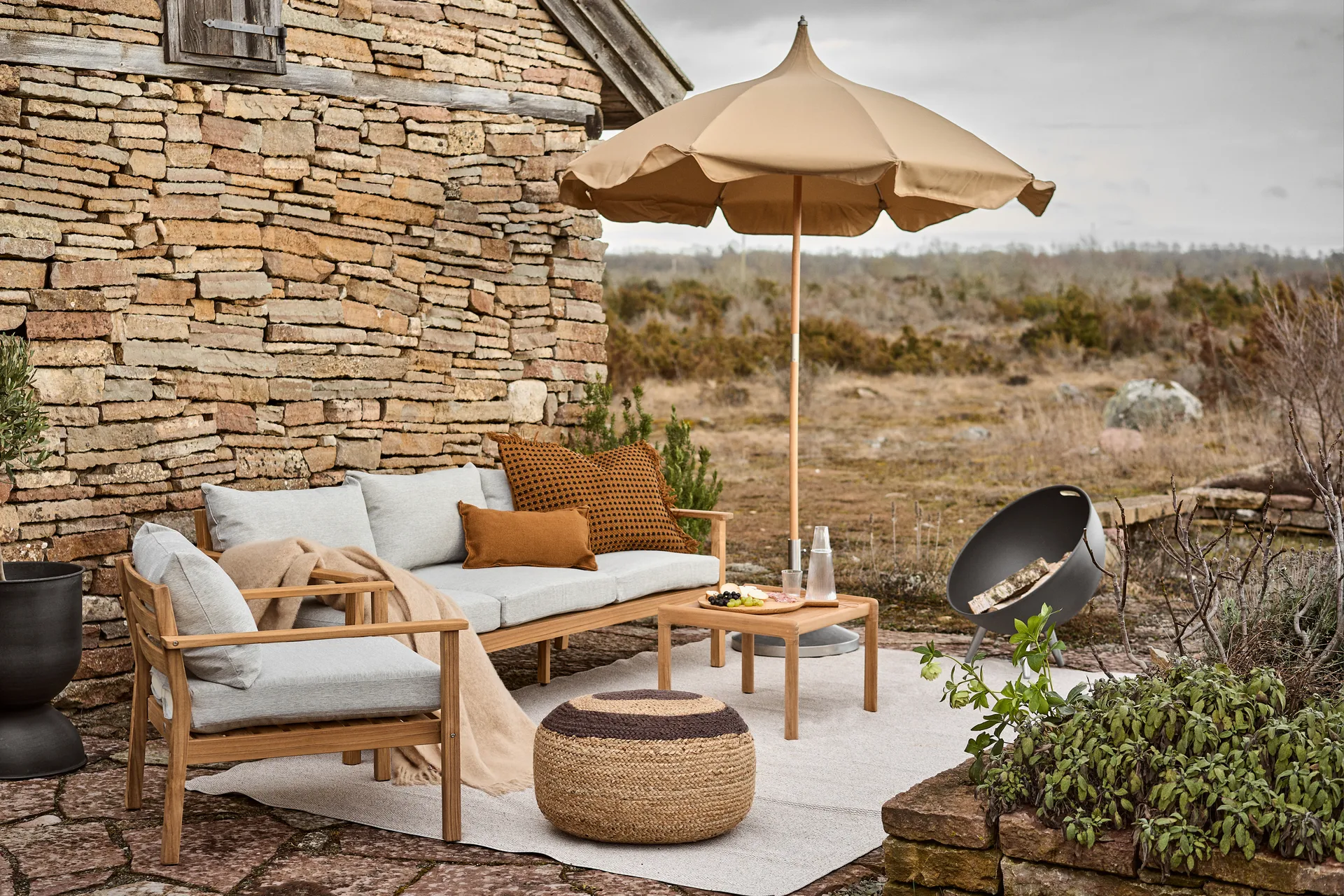 Melooni sittpuff jute, Jute-mörkbrun Marimekko