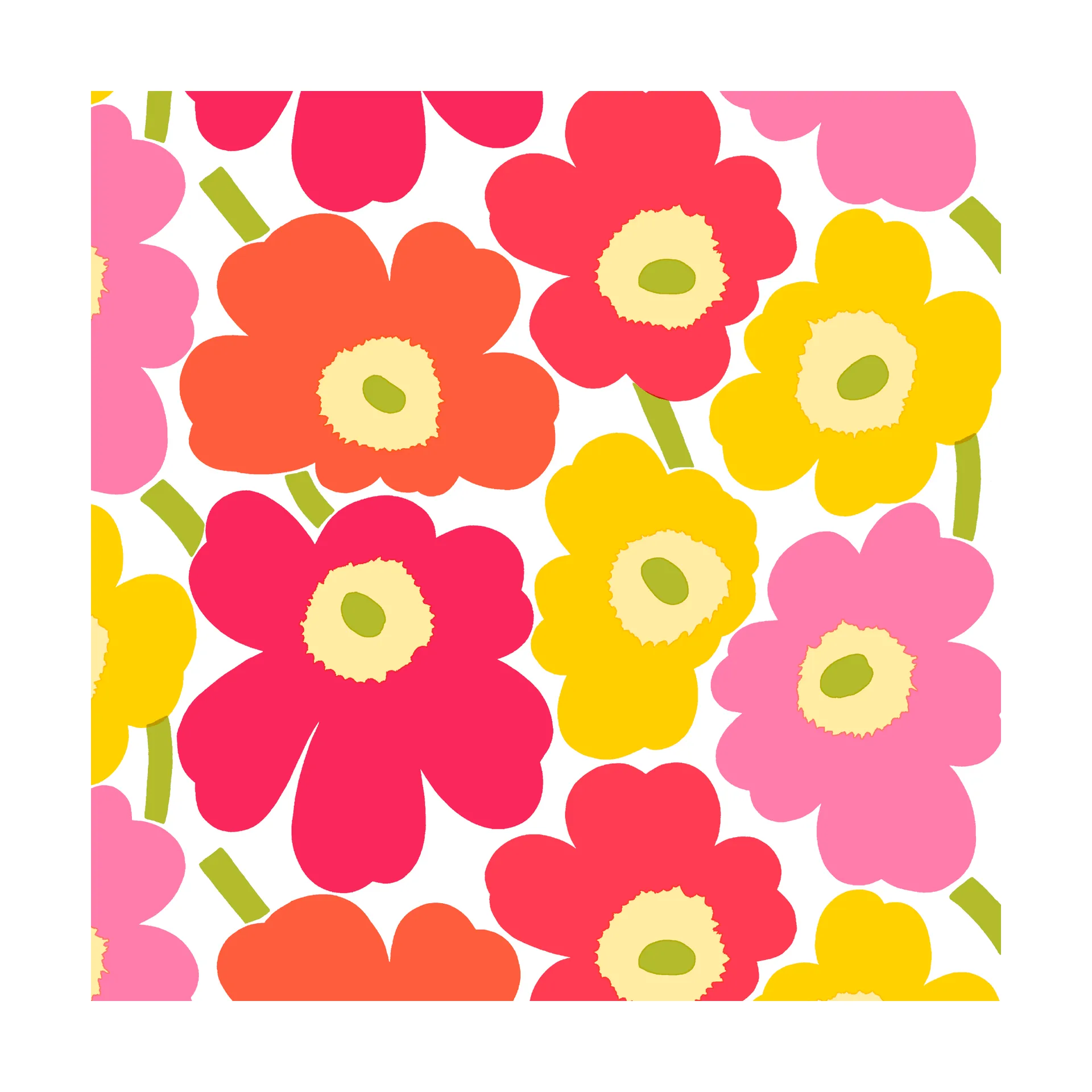 Mini Unikko servetter 20-pack, Pink-yellow Marimekko