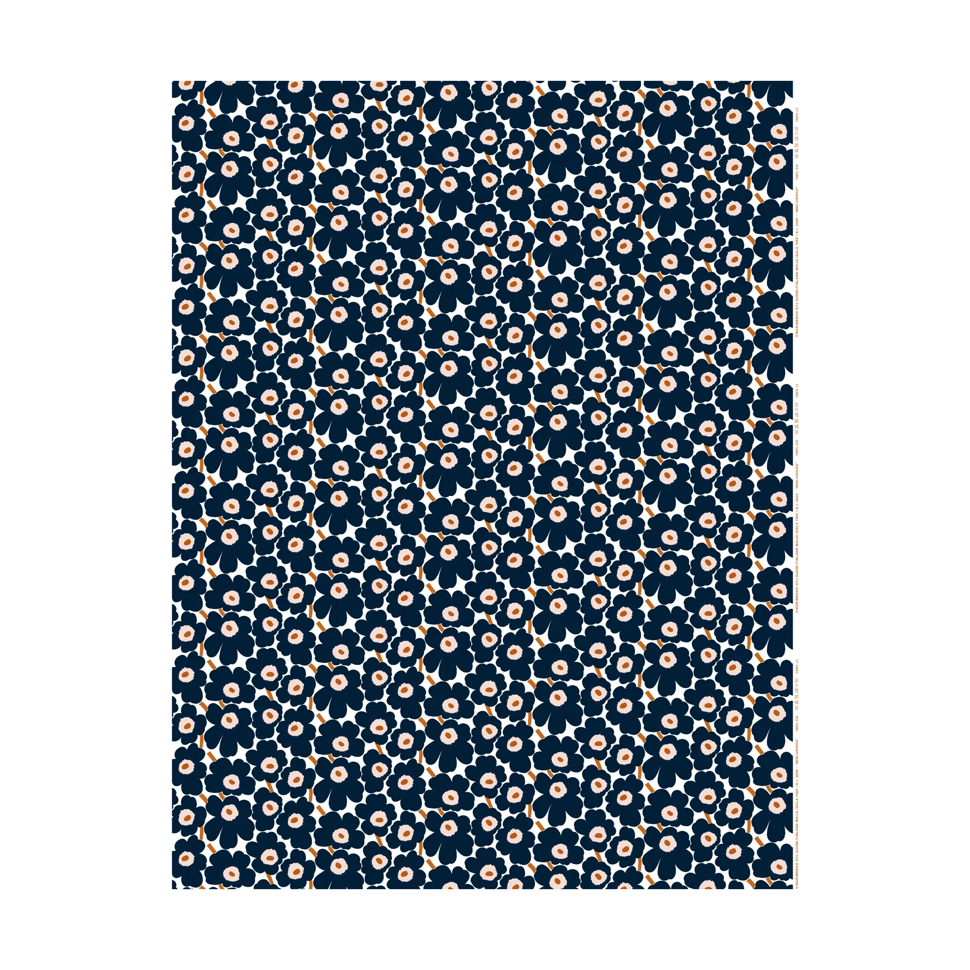 Mini Unikko tyg, White-dark navy-powder-tile Marimekko