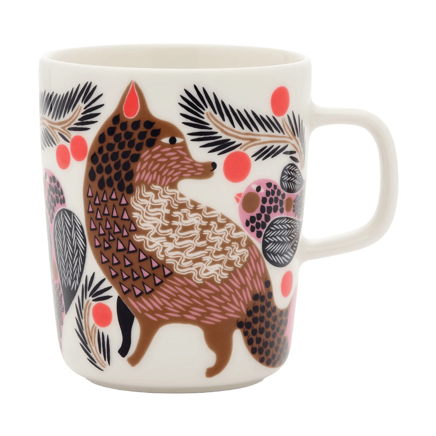 Oiva Ketunmarja mugg 25 cl, White-bronze-pink-petrol Marimekko