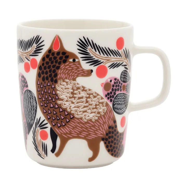 Oiva Ketunmarja mugg 25 cl - White-bronze-pink-petrol - Marimekko