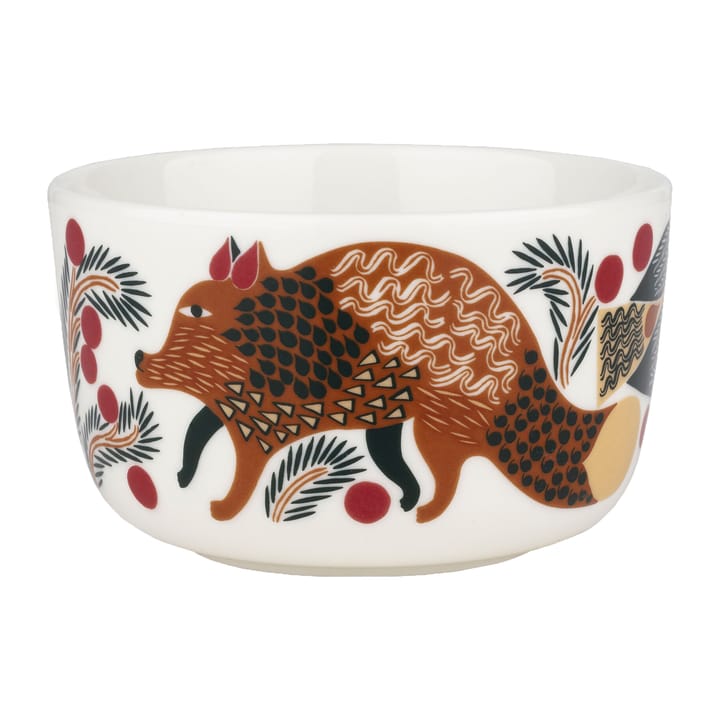 Oiva Ketunmarja skål 2,5 dl, Vit-rödbrun-mörkgrön Marimekko