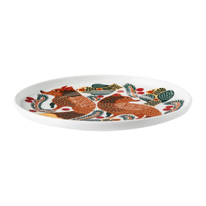 Oiva Ketunmarja tallrik Ø20 cm - Vit-rödbrun-mörkgrön - Marimekko