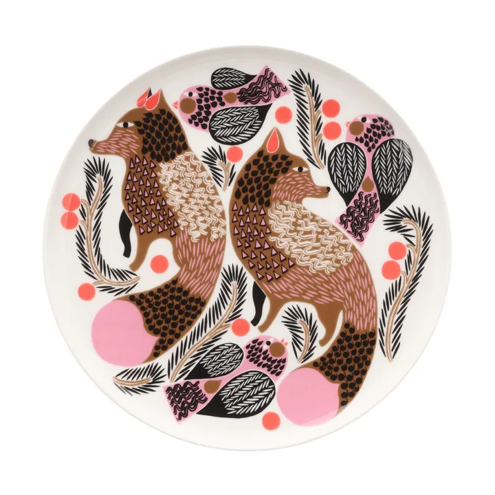 Oiva Ketunmarja tallrik Ø20 cm - White-bronze-pink-petrol - Marimekko