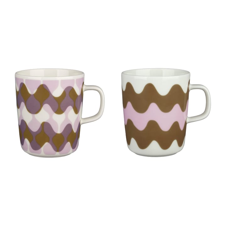 Oiva Lokki Pergola mugg 25 cl 2-pack, Vit-rosa-brun Marimekko