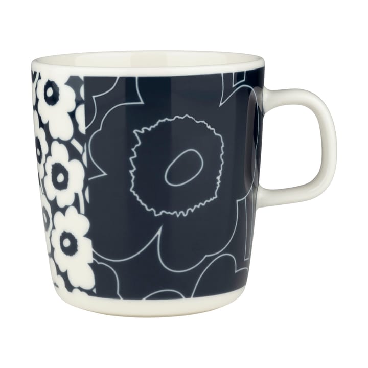Oiva Unikko kollaasi mugg 40 cl, White-dark blue Marimekko