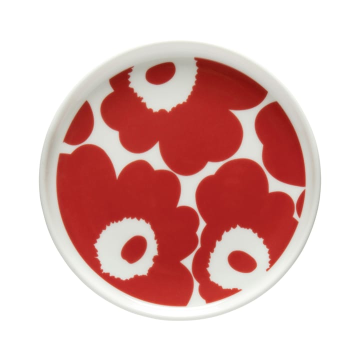 Oiva Unikko tallrik Ø13,5 cm - Vit-röd - Marimekko