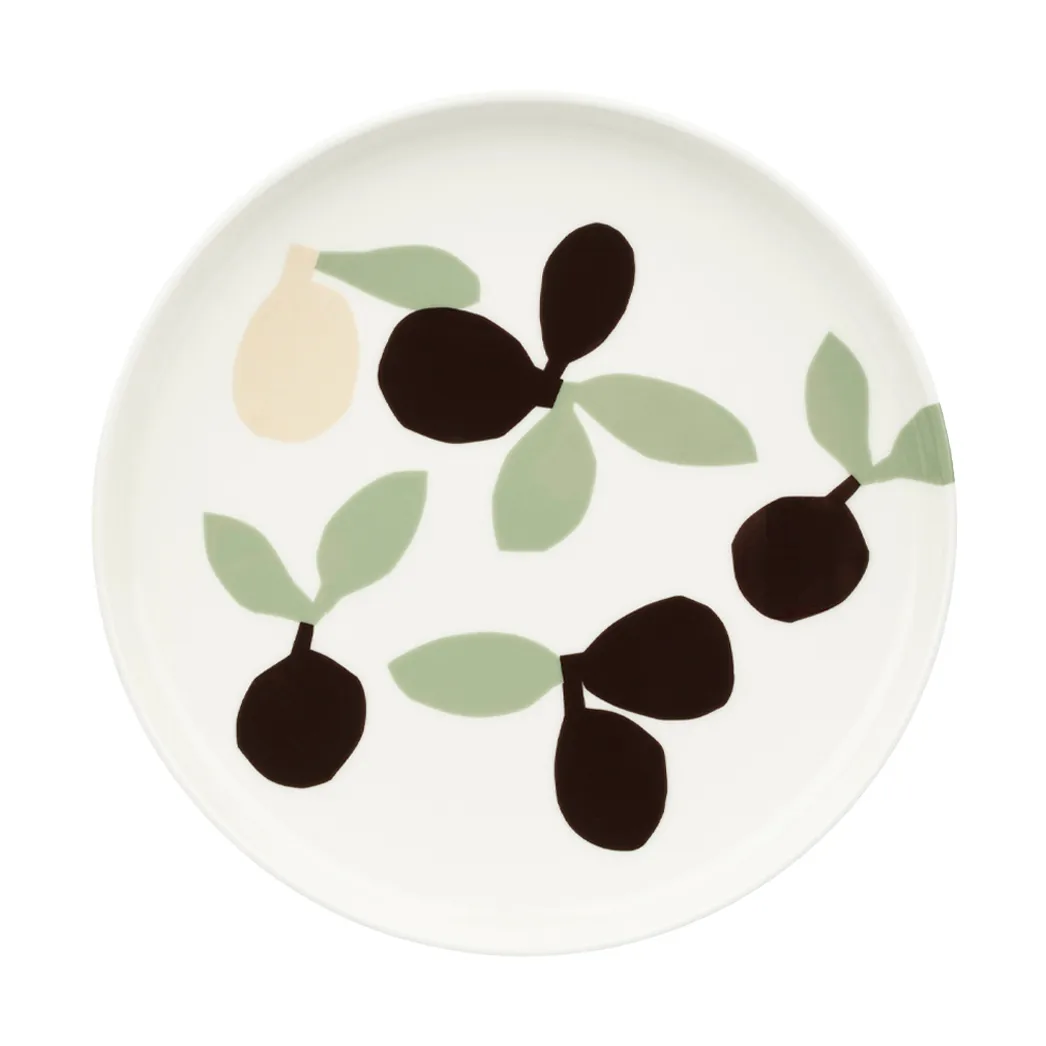 Omppo assiett, White, sage, black, brown, linen, 20 cm Marimekko