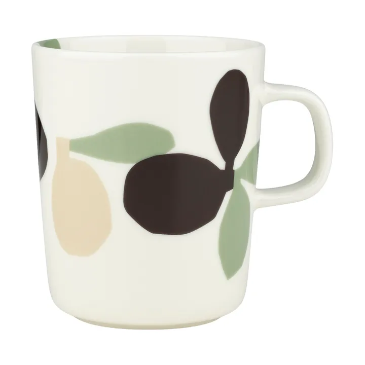 Omppo mugg - White, sage, black brown, linen, 2,5 dl - Marimekko