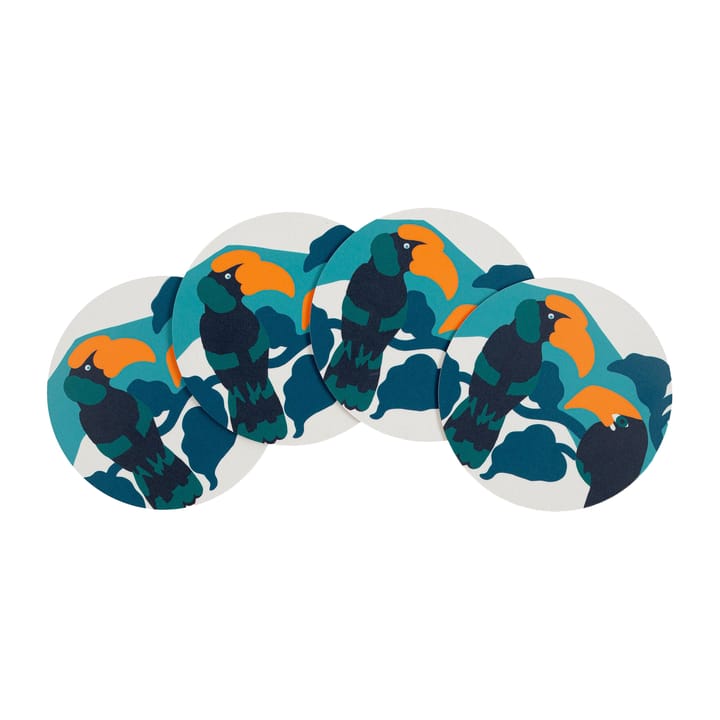 Pepe glasunderlägg 4-pack, Vit-turkos-orange Marimekko
