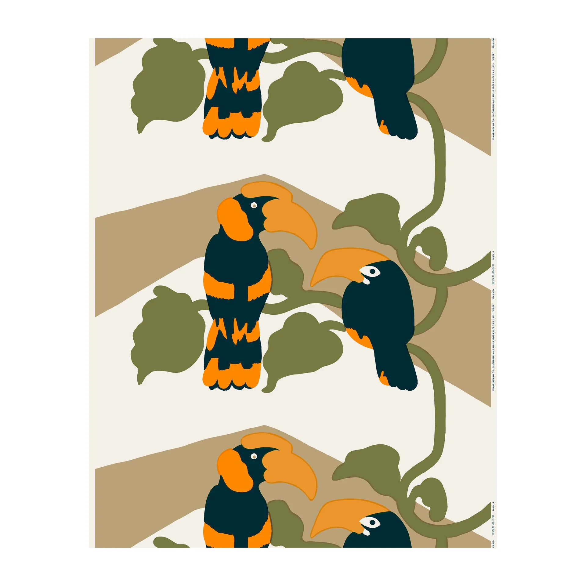 Pepe tyg, Off white-brun-orange Marimekko