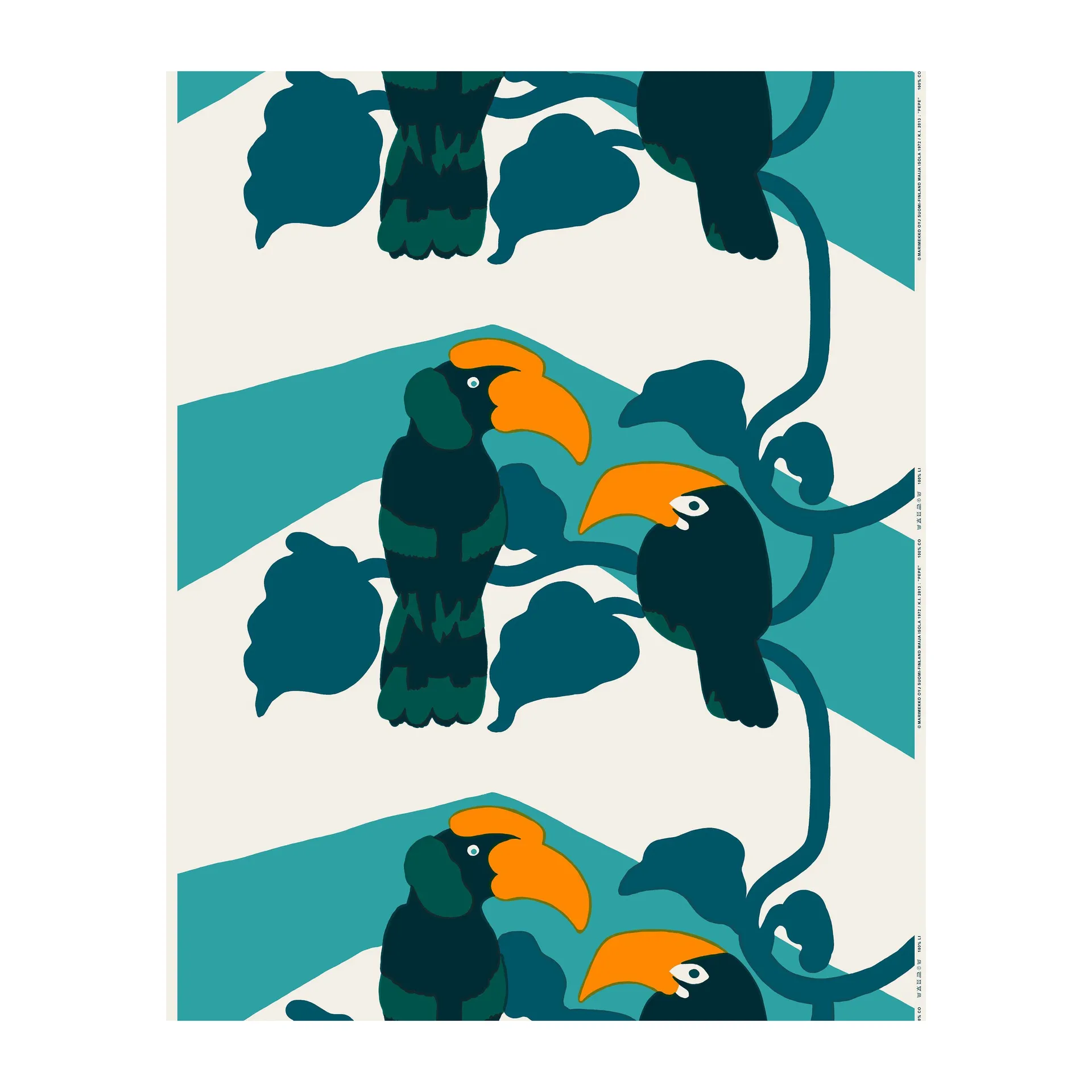 Pepe vaxduk, Off white-turkos-orange Marimekko