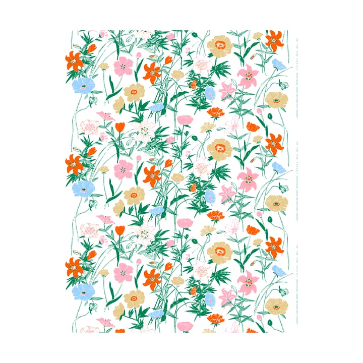 Perenna bomullstyg - White-green-beige-light pink - Marimekko
