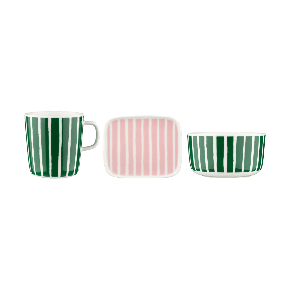 Marimekko Piccolo frukostset 3 delar Green-pink | Skandinavisk Design | Serviser & Startset | Grön