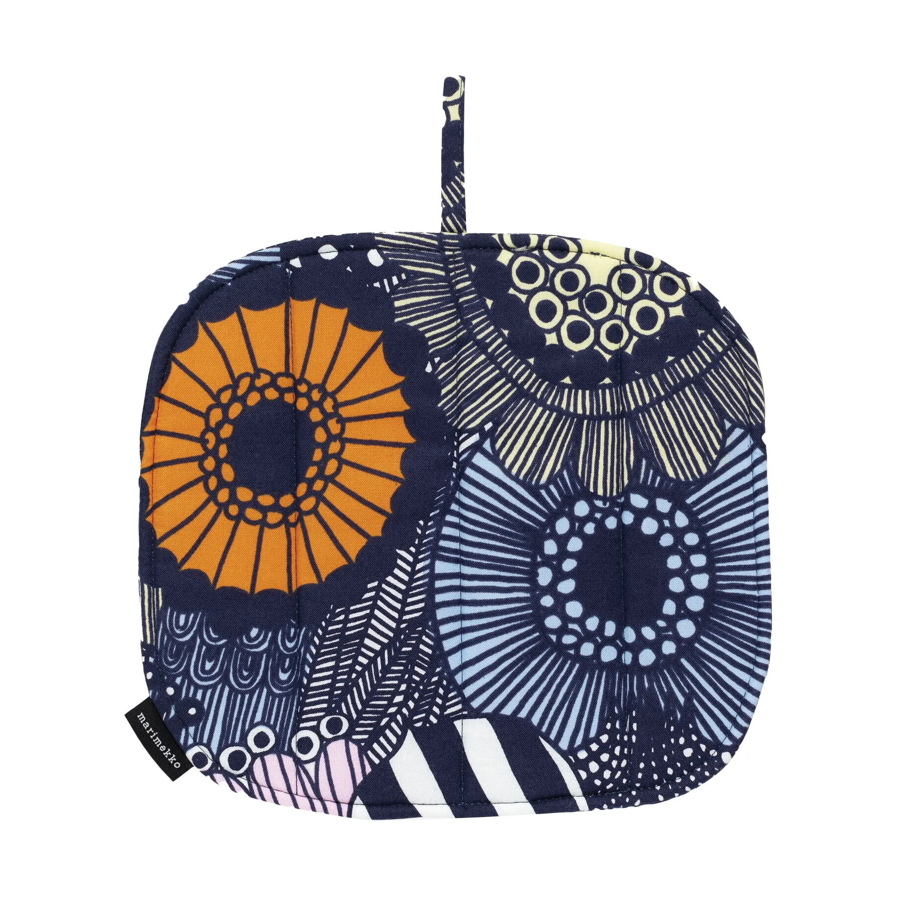 Pieni Siirtolapuutarha grytlapp, White-yellow-orange-light blue Marimekko
