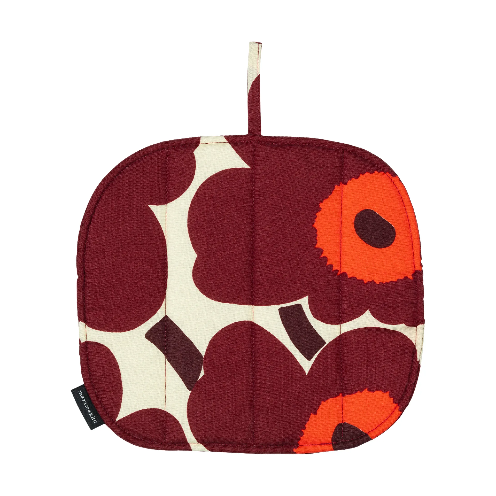 Pieni Unikko grytlapp 21,5x21,5 cm, Vanilla-wine red-red Marimekko