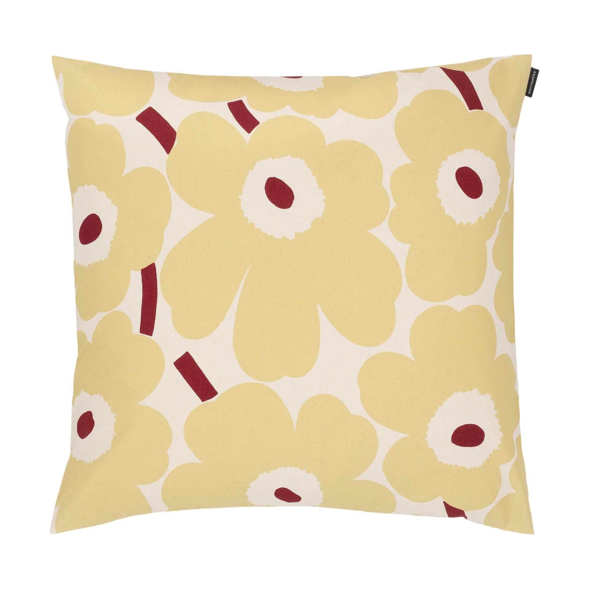 Pieni Unikko kuddfodral 50x50 cm, Cotton-butter yellow-red Marimekko
