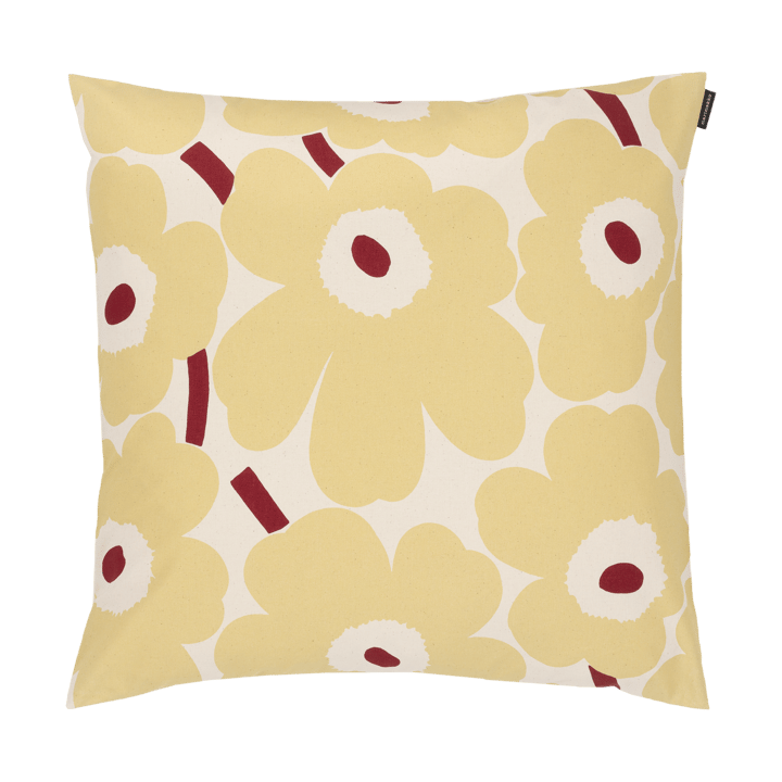 Pieni Unikko kuddfodral 50x50 cm, Cotton-butter yellow-red Marimekko
