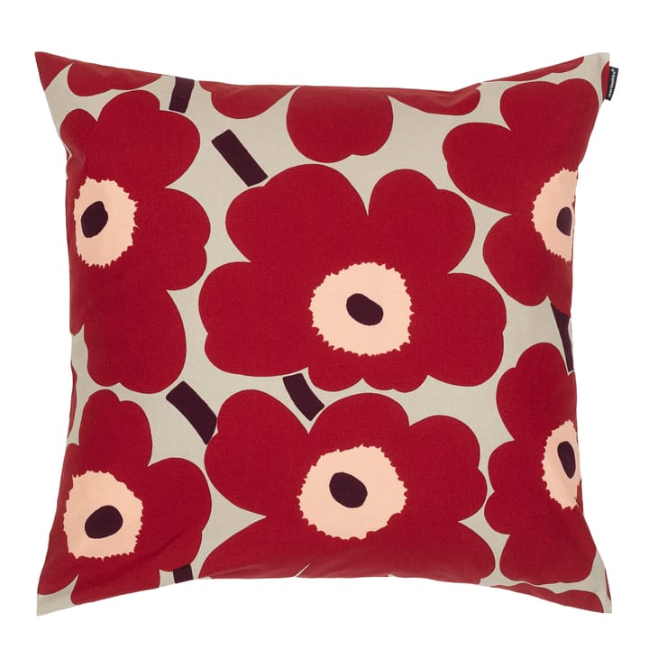 Pieni Unikko kuddfodral 50x50 cm - Mörkröd-rosa-beige - Marimekko