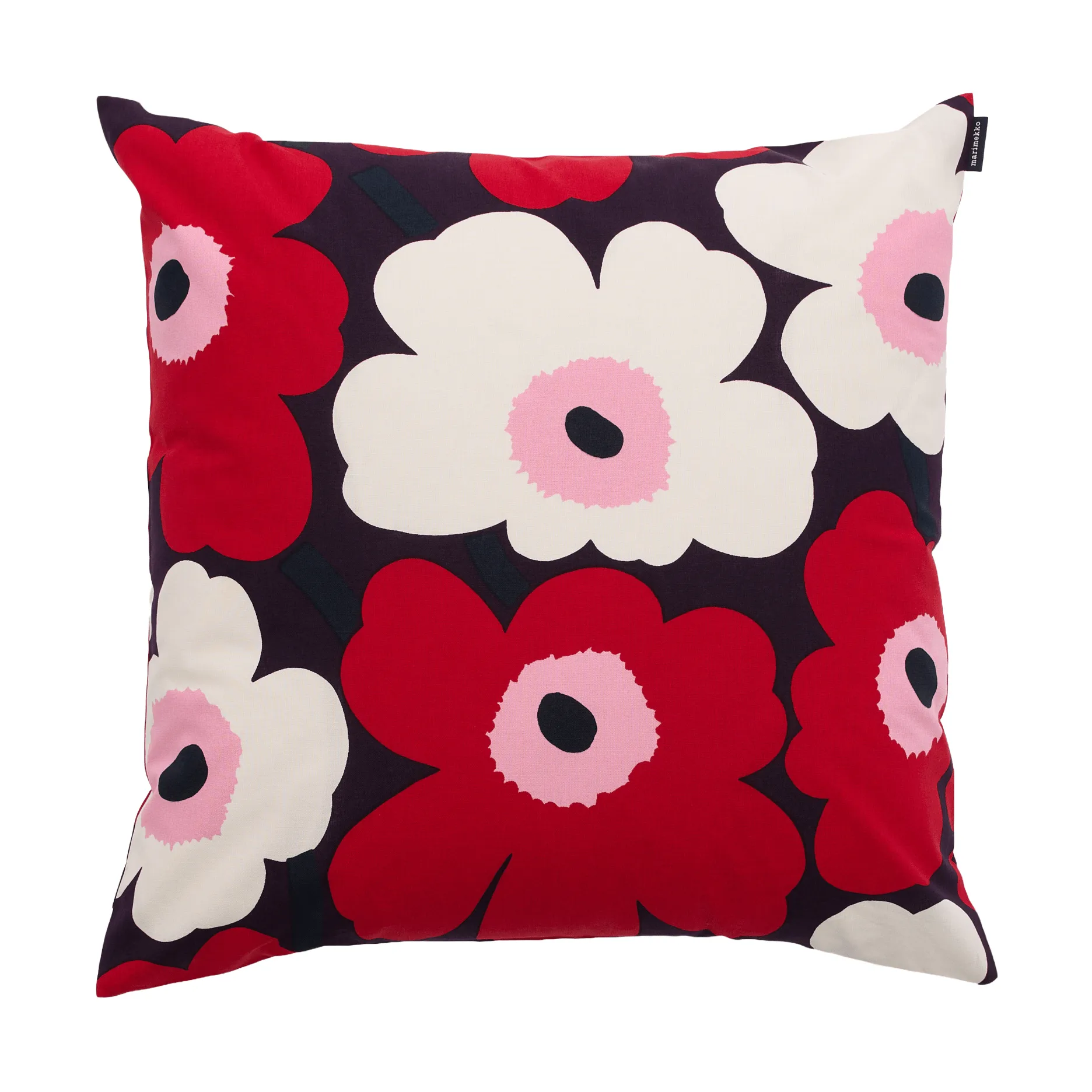 Pieni unikko kuddfodral 50x50 cm, Plum-cranberry-off white-rose Marimekko