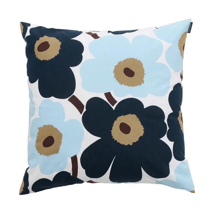 Pieni Unikko kuddfodral 50x50 cm - White-blueberry-cold blue-dark brown - Marimekko