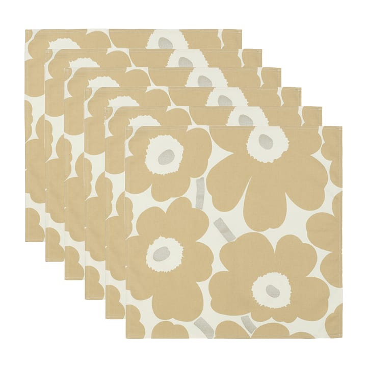 Pieni Unikko servett 43x43 cm 6-pack - Beige-silver-white - Marimekko